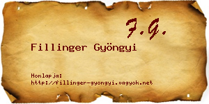 Fillinger Gyöngyi névjegykártya
